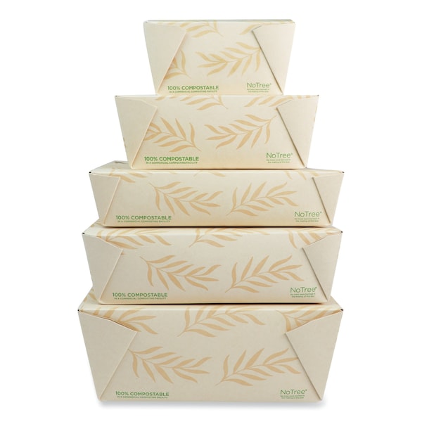 No Tree Folded Takeout Containers, 95 Oz, 6.5 X 8.7 X 3.5, Natural, Sugarcane, 160PK